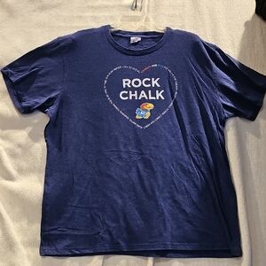 Men's 2X Rock Chalk KU Alum Alma Matter Blue T-Shirt Charlie Hustle University